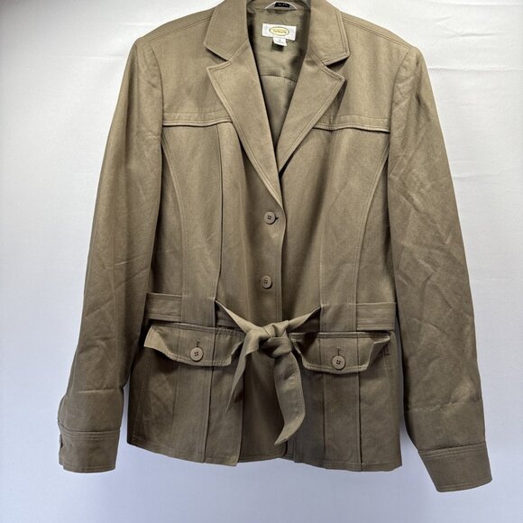 Talbots Jackets & Blazers - Talbots Womens Blazer Jacket Size 12 Safari Button Pockets Linen Blend Safari